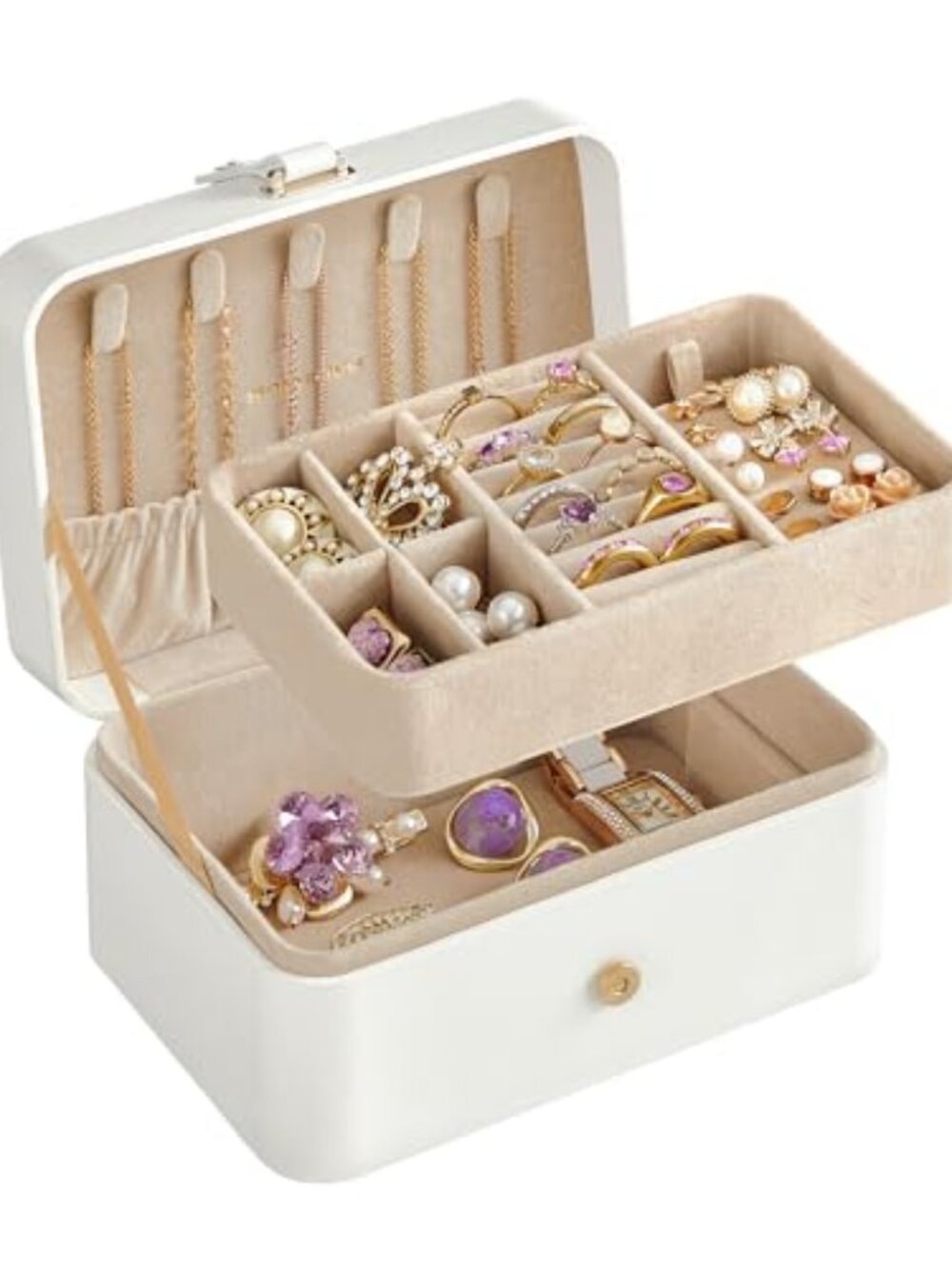 Jewelry‎ Organizer Box, Travel Jewelry Case, 2-Layer Travel Case for Earrings